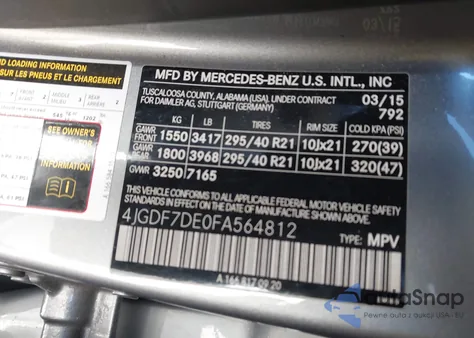 2015 Mercedes-Benz Gl 550 4Matic z USA, uszkodzony, nr VIN 4JGDF7DE0FA564812